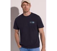 Street One MEN Männer T-Shirt mit Rundhals und Chestprint in Blau, Gr: 3XL