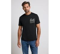 T-Shirt STREET ONE MEN, Herren, Gr. 3XL, schwarz, Web, 100% Baumwolle, bedruckt, normal normal, Rundhals, abgesteppt, Shirts T-Shirt, aus reiner Baumwolle (20470962-XXXL) schwarz