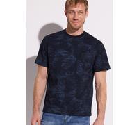 Street One Men - T-Shirt mit Allover-Print und Embroidery blau - Gr. - L