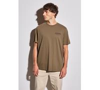 T-Shirt STREET ONE MEN, Herren, Gr. L (42), braun (ash braun), Web, 100% Baumwolle, unifarben, normal normal, Rundhals, abgesteppt, Shirts T-Shirt, aus reiner Baumwolle (69450339-L) ash braun