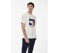 Street One MEN Männer Slub T-Shirt mit Print in Weiß, Gr: L