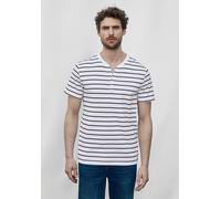 Street One MEN Männer Gestreiftes Henleyshirt in Weiß, Gr: M