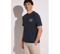 T-Shirt STREET ONE MEN, Herren, Gr. XL (44), blau (schwarz ink blau), Web, 100% Baumwolle, unifarben, regular fit normal, Rundhals, abgesteppt, Shirts T-Shirt, aus reiner Baumwolle (64762443-XL) schwa