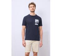 T-Shirt STREET ONE MEN, Herren, Gr. XL (44), blau (schwarz navy blau), Web, 100% Baumwolle, bedruckt, normal normal, Rundhals, Bündchen, Shirts T-Shirt, aus reiner Baumwolle (58445545-XL) schwarz navy