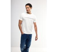 T-Shirt STREET ONE MEN, Herren, Gr. XXL (46), weiß (hellweiß), Web, 100% Baumwolle, bedruckt, gerade normal, Rundhals, Bündchen, Shirts T-Shirt, aus reiner Baumwolle (87037264-XXL) hellweiß