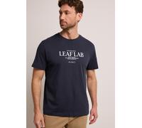 Street One MEN Männer T-Shirt mit Rundhals und Chestprint in Blau, Gr: 3XL