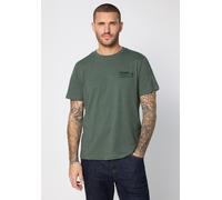T-Shirt STREET ONE MEN, Jungen, Gr. 3XL, timeless grün, Web, 60% Baumwolle, 40% Polyester, unifarben, normal normal, Rundhals, abgesteppt, Shirts T-Shirt, in Melange Optik (70957801-XXXL) timeless grü
