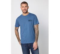 T-Shirt STREET ONE MEN, Jungen, Gr. XL (44), authentic blau, Web, 60% Baumwolle, 40% Polyester, unifarben, normal normal, Rundhals, abgesteppt, Shirts T-Shirt, in Melange Optik (86489535-XL) authentic