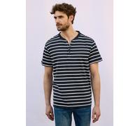 Street One MEN Männer Gestreiftes Henleyshirt in Blau, Gr: XXL