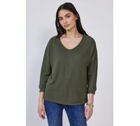 Street One Studio Frauen Strick-Look Shirt mit V-Neck in Grün, Gr: 34