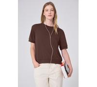 T-Shirt STREET ONE STUDIO, Damen, Gr. 34, mahogany braun, Stoff, 71% Polyester, 26% Viskose, 3% Elasthan, unifarben, normal normal, Rundhals, Bündchen, Shirts T-Shirt, Jersey (64753569-34) mahogany br
