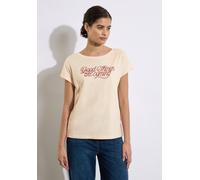 T-Shirt STREET ONE STUDIO, Damen, Gr. 34, mellow vanilla, Web, 50% Baumwolle, 50% Modal, bedruckt, gerade normal, Rundhals, Bündchen, Shirts T-Shirt, im soften Baumwoll-Mix (52268261-34) mellow vanill