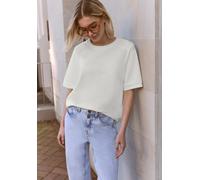 Street One Studio Frauen Basic T-Shirt mit Kurzarm und Rundhals in Weiß, Gr: 34