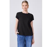 T-Shirt STREET ONE STUDIO, Damen, Gr. 34, schwarz, Stoff, 65% Polyester, 35% Baumwolle, unifarben, normal normal, Rundhals, Bündchen, Shirts T-Shirt, aus softem Materialmix (67646714-34) schwarz