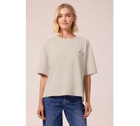 T-Shirt STREET ONE STUDIO, Damen, Gr. 36, beige (creamed sand), Stoff, 46% Modal, 46% Polyester, 8% Elasthan, unifarben, normal normal, Rundhals, abgesteppt, Shirts T-Shirt, aus softem Materialmix (12