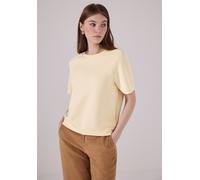 T-Shirt STREET ONE STUDIO, Damen, Gr. 36, mellow vanilla, Stoff, 46% Modal, 46% Polyester, 8% Elasthan, unifarben, gerade normal, Rundhals, Bündchen, Shirts T-Shirt, aus softem Materialmix (31067908-3