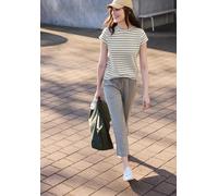 T-Shirt STREET ONE STUDIO, Damen, Gr. 38, lichen grün, Web, 85% Baumwolle, 15% Polyester, gestreift, normal normal, Rundhals, abgesteppt, Shirts T-Shirt, im soften Baumwoll-Mix (37348312-38) lichen gr