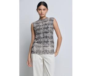 T-Shirt STREET ONE STUDIO, Damen, Gr. 38, schwarz, Stoff, 95% Polyester, 5% Elasthan, bedruckt, regular fit normal, hoch geschlossener Ausschnitt, abgesteppt, Shirts T-Shirt, mit Turtleneck (20387555-