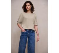 T-Shirt STREET ONE STUDIO, Damen, Gr. 38, stone sand, Stoff, 60% Viskose, 40% Polyester, unifarben, normal normal, Rundhals, elastischer Bund, Shirts T-Shirt, Rundhalsausschnitt (78899242-38) stone sa