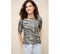 Street One Studio Frauen T-Shirt mit Rundhals und Puffärmeln in Grün, Gr: 40