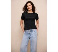Street One Studio Frauen Basic T-Shirt mit Rundhals und Kurzarm in Schwarz, Gr: 40