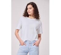 T-Shirt STREET ONE STUDIO, Damen, Gr. 40, weiß, Web, 50% Modal, 50% Baumwolle, unifarben, normal normal, Rundhals, Spitze, Shirts T-Shirt, aus softem Materialmix (56167644-40) weiß