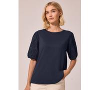 Street One Studio T-Shirt mit Embroidery Ärmeln Maritime Blue 44