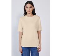 T-Shirt STREET ONE STUDIO, Damen, Gr. 44, mellow vanilla, Web, 50% Baumwolle, 50% Modal, unifarben, gerade normal, Rundhals, Bündchen, Shirts T-Shirt, mit Rundhalsausschnitt (33076218-44) mellow vanil