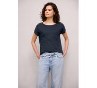 T-Shirt STREET ONE STUDIO, Damen, Gr. 44, midnight muse, Web, 50% Baumwolle, 50% Modal, unifarben, normal normal, U-Boot-Ausschnitt, abgesteppt, Shirts T-Shirt, mit U-Boot-Ausschnitt (93540800-44) mid