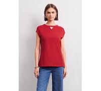 Street One Studio Frauen Leinen-Look Cut-Out Shirt in Rot, Gr: 44