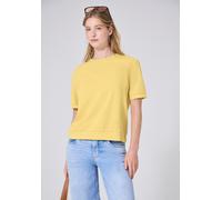 T-Shirt STREET ONE STUDIO, Damen, Gr. 44, snap gelb, Stoff, 71% Polyester, 26% Viskose, 3% Elasthan, unifarben, normal normal, Rundhals, Bündchen, Shirts T-Shirt, Jersey (10215237-44) snap gelb