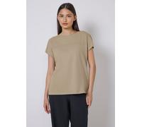 T-Shirt STREET ONE STUDIO, Damen, Gr. 46, grau (sandshell beige), Web, 100% Baumwolle, unifarben, gerade normal, Rundhals, Bündchen, Shirts T-Shirt, aus reiner Baumwolle (17682666-46) sandshell beige