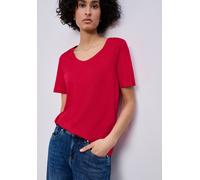 Basic T-Shirt mit gerundetem V-Neck Rot 38