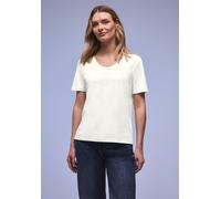 T-Shirt STREET ONE "Style Gerda", Damen, Gr. 40, sanftes weiß, Jersey, Obermaterial: 50% Baumwolle, 50% Modal, unifarben, regular fit normal, V-Ausschnitt, Shirts T-Shirt, mit femininem V-Ausschnitt (
