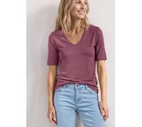 Street One Frauen Basic T-Shirt mit V-Neck in Unifarbe in Rosa, Gr: 44