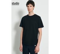 T-Shirt STUDIO SEIDENSTICKER "Studio", Jungen, Gr. M, schwarz, 100% Baumwolle, unifarben, regular fit, Rundhals, Shirts T-Shirt, 1/2 Rundhals Uni (89194319-M) schwarz