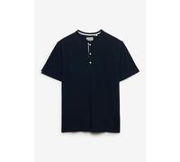 T-Shirt SUPERDRY "CLASSIC COTTON LIN SS GRANDAD", Damen, Gr. XL, nordic chrome navy, Single Jersey, Obermaterial: 80% Baumwolle, 20% Leinen, unifarben, regular fit normal, Rundhals, Shirts T-Shirt (43