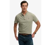 T-Shirt SUPERDRY "CLASSIC COTTON LIN SS GRANDAD", Herren, Gr. M, beige (light khaki grün), Single Jersey, Obermaterial: 80% Baumwolle, 20% Leinen, unifarben, regular fit normal, Rundhals, Shirts T-Shi