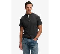 T-Shirt SUPERDRY "CLASSIC COTTON LIN SS GRANDAD", Herren, Gr. XL, schwarz (schwarz charcoal), Single Jersey, Obermaterial: 80% Baumwolle, 20% Leinen, unifarben, regular fit normal, Rundhals, Shirts T-
