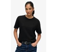 T-Shirt SUPERDRY "ESSENTIAL LOGO EMB TEE", Damen, Gr. XXS, schwarz, Single Jersey, Obermaterial: 100% Baumwolle, unifarben, relaxed fit normal, Rundhals, Shirts T-Shirt (22918527-XXS) schwarz