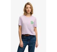 T-Shirt SUPERDRY "SD&CO NEON RELAXED TEE", Damen, Gr. L, parma violet lila, Single Jersey, Obermaterial: 100% Baumwolle, bedruckt, relaxed fit normal, Rundhals, Shirts T-Shirt (82552357-L) parma viole