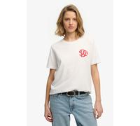 T-Shirt SUPERDRY "SD&CO NEON RELAXED TEE", Damen, Gr. L, weiß (optic), Single Jersey, Obermaterial: 100% Baumwolle, bedruckt, relaxed fit normal, Rundhals, Shirts T-Shirt, aus Baumwolle, Relaxed Fit,