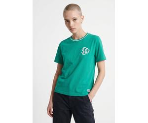 T-Shirt SUPERDRY "SD&CO NEON RELAXED TEE", Damen, Gr. XL, grün (grünlake), Single Jersey, Obermaterial: 100% Baumwolle, bedruckt, relaxed fit normal, Rundhals, Shirts T-Shirt, aus Baumwolle, Relaxed F