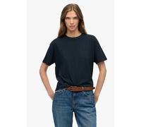 T-Shirt SUPERDRY "STUDIOS CREW TEE", Damen, Gr. S, eclipse navy, Single Jersey, Obermaterial: 60% Baumwolle, 40% Lyocell, unifarben, relaxed fit normal, Rundhals, Shirts T-Shirt (52255865-S) eclipse n