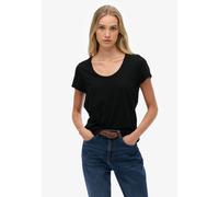 T-Shirt SUPERDRY "STUDIOS SCOOP NECK TEE", Damen, Gr. L, schwarz, Single Jersey, Obermaterial: 60% Baumwolle, 40% Lyocell, unifarben, regular fit normal, Rundhals, Shirts T-Shirt (91293902-L) schwarz
