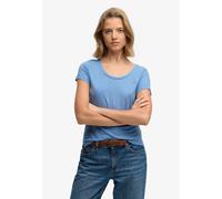 T-Shirt SUPERDRY "STUDIOS SCOOP NECK TEE", Damen, Gr. M, blaubell, Single Jersey, Obermaterial: 60% Baumwolle, 40% Lyocell, unifarben, regular fit normal, Rundhals, Shirts T-Shirt (13754722-M) blaubel