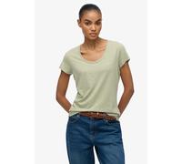 T-Shirt SUPERDRY "STUDIOS SCOOP NECK TEE", Damen, Gr. M, dusty sage, Single Jersey, Obermaterial: 60% Baumwolle, 40% Lyocell, unifarben, regular fit normal, Rundhals, Shirts T-Shirt (48816560-M) dusty