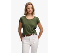 T-Shirt SUPERDRY "STUDIOS SCOOP NECK TEE", Damen, Gr. M, four leaf clover, Single Jersey, Obermaterial: 60% Baumwolle, 40% Lyocell, unifarben, regular fit normal, Rundhals, Shirts T-Shirt (17722140-M)