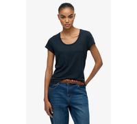T-Shirt SUPERDRY "STUDIOS SCOOP NECK TEE", Damen, Gr. XL, eclipse navy, Single Jersey, Obermaterial: 60% Baumwolle, 40% Lyocell, unifarben, regular fit normal, Rundhals, Shirts T-Shirt (99697009-XL) e