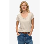 T-Shirt SUPERDRY "STUDIOS SCOOP NECK TEE", Damen, Gr. XL, feather grau, Single Jersey, Obermaterial: 60% Baumwolle, 40% Lyocell, unifarben, regular fit normal, Rundhals, Shirts T-Shirt (26425161-XL) f